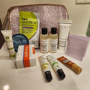 Beauty Bundle! New! Makeup bag, cream, lip balm, body wash, face scrub, hair